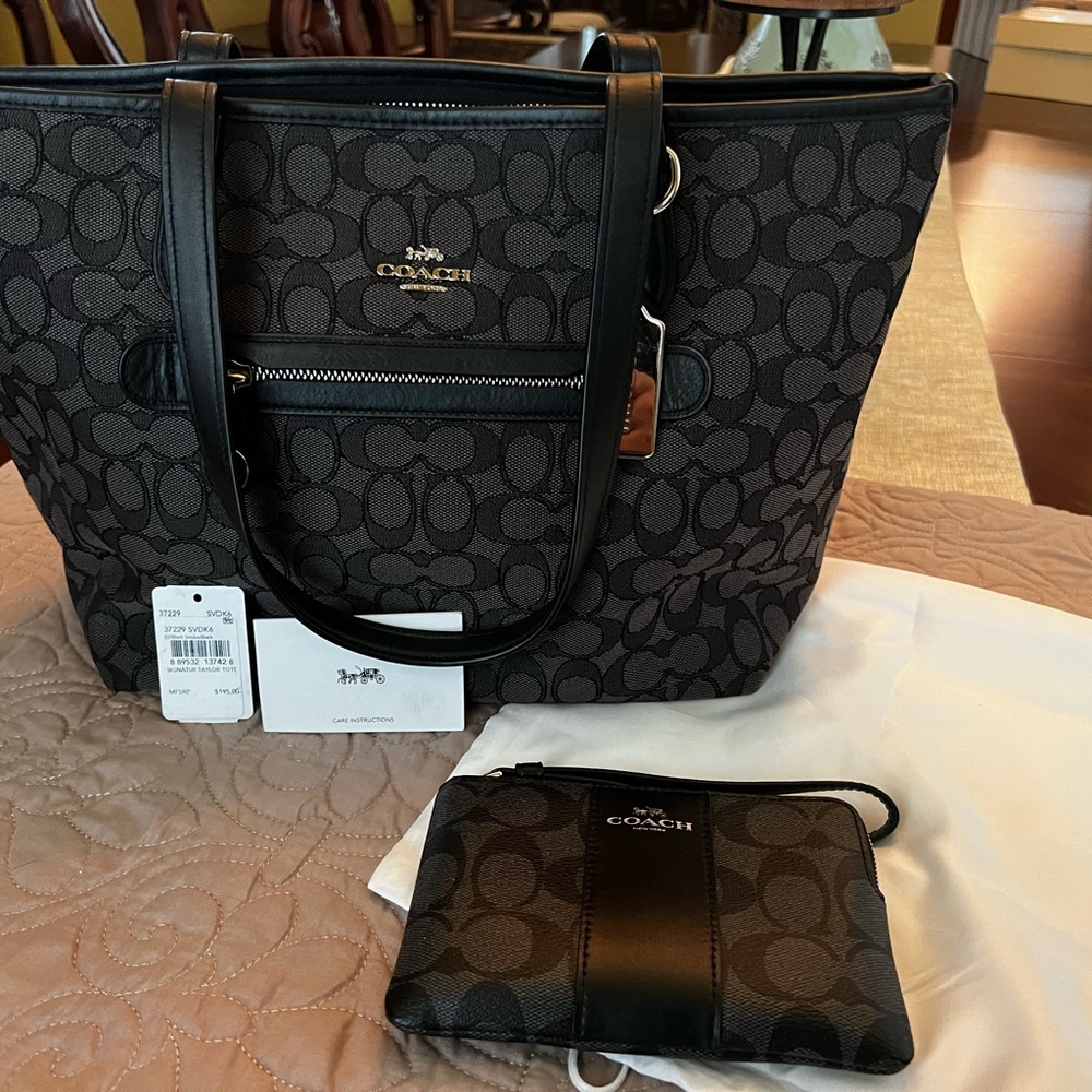 Coach Signature Taylor Tote with Wristlet Wallet